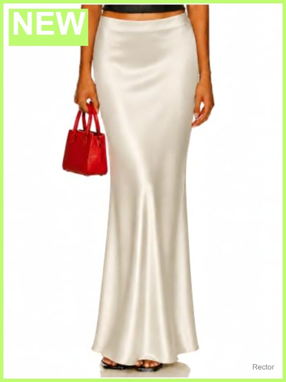 Satin Maxi Skirt High Waist Elastic A-Line Long Flowy Casual Formal